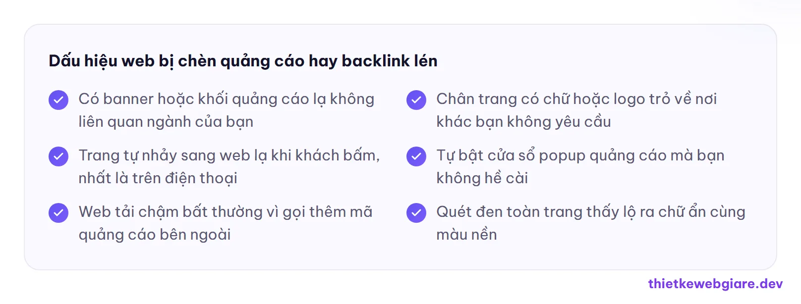 Dấu hiệu web bị chèn quảng cáo hay backlink lén — web giá rẻ có bị chèn quảng cáo không
