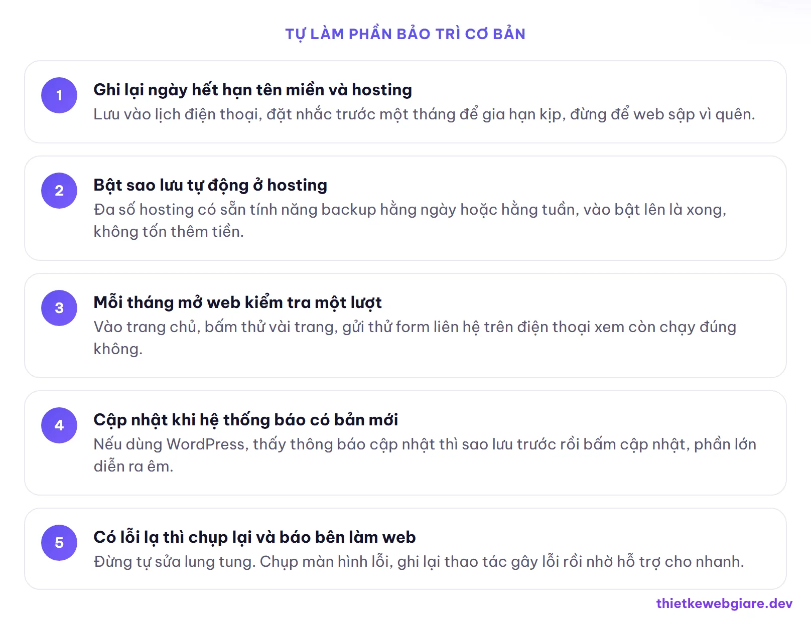 Tự làm phần bảo trì cơ bản — web giá rẻ có cần bảo trì hàng tháng không