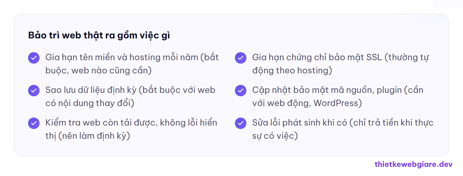 Bảo trì web thật ra gồm việc gì — web giá rẻ có cần bảo trì hàng tháng không