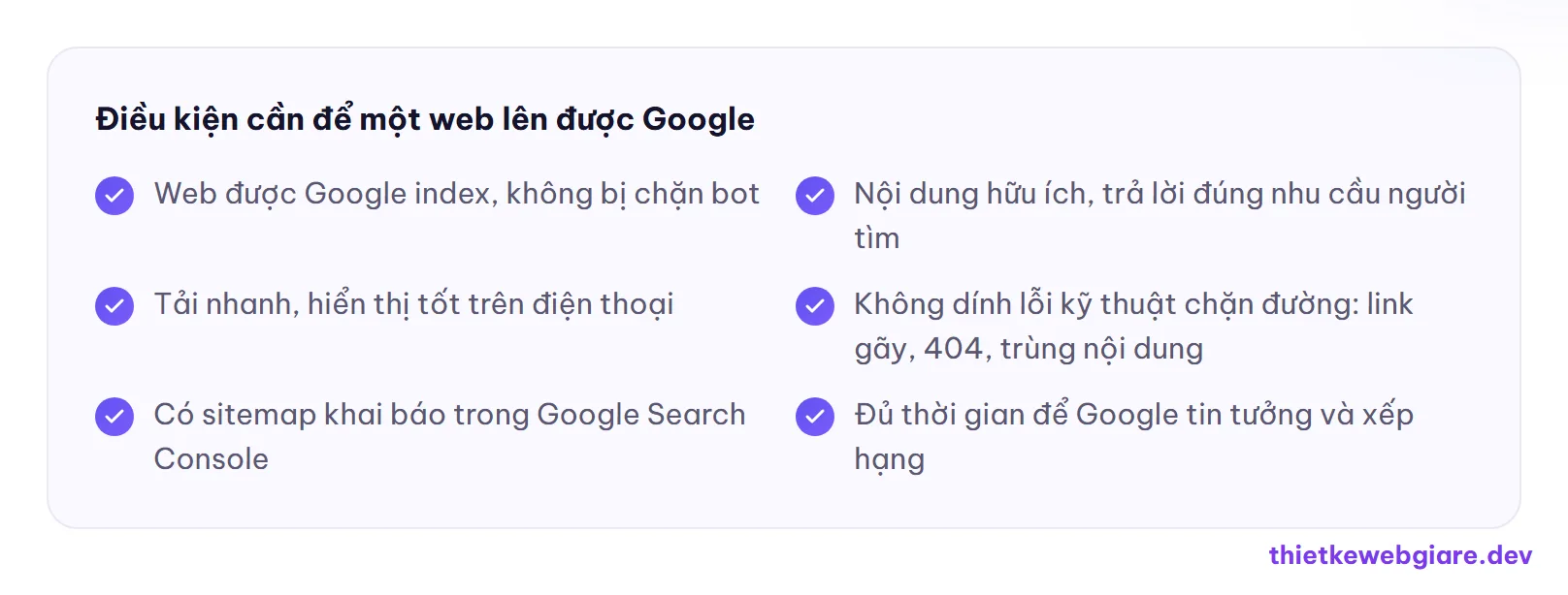 Điều kiện cần để một web lên được Google — web giá rẻ có lên Google không