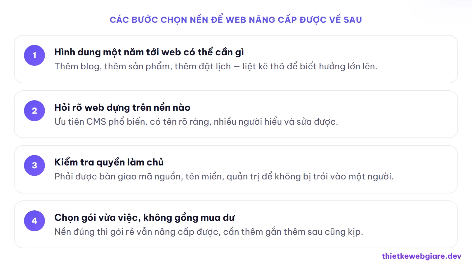 Các bước chọn nền để web nâng cấp được về sau — web giá rẻ có nâng cấp được không