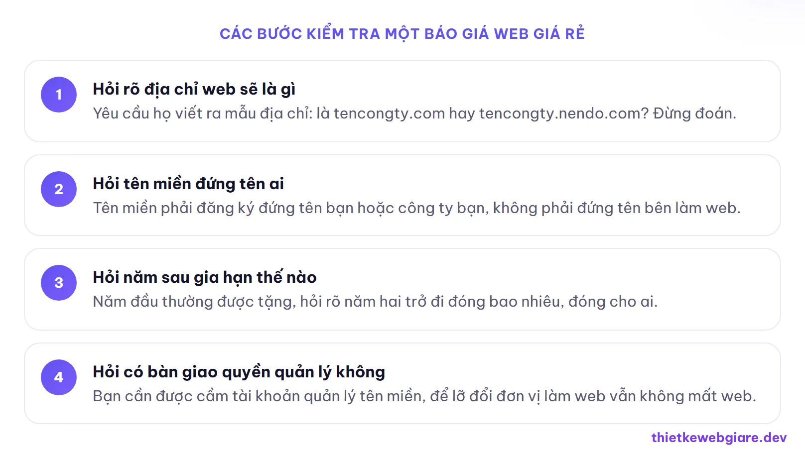 Các bước kiểm tra một báo giá web giá rẻ — web giá rẻ có tên miền riêng không