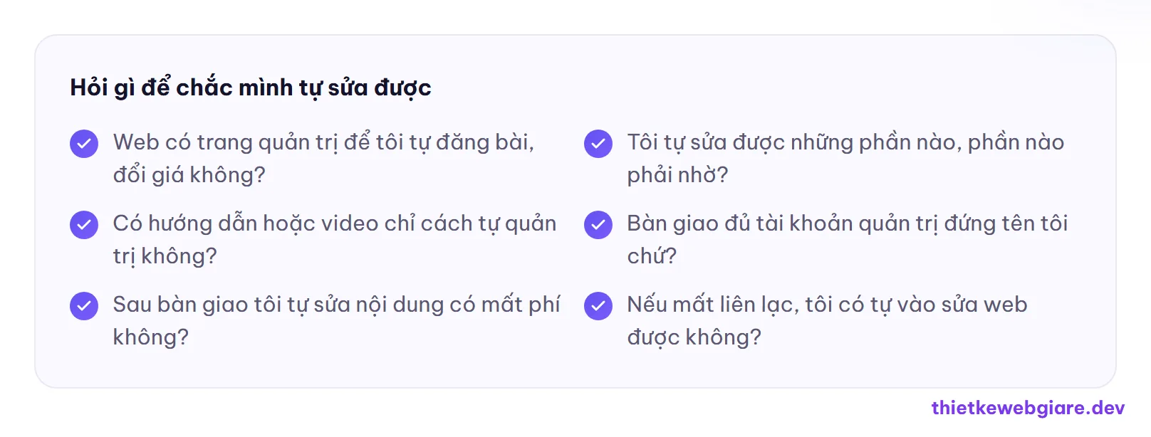 Hỏi gì để chắc mình tự sửa được — web giá rẻ có tự sửa nội dung được không