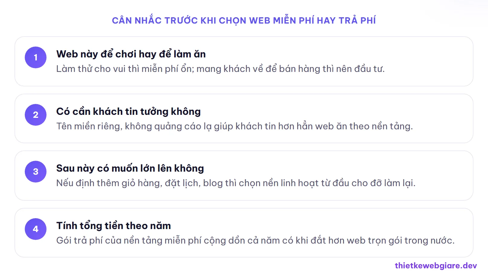 Cân nhắc trước khi chọn web miễn phí hay trả phí — web giá rẻ khác web miễn phí thế nào