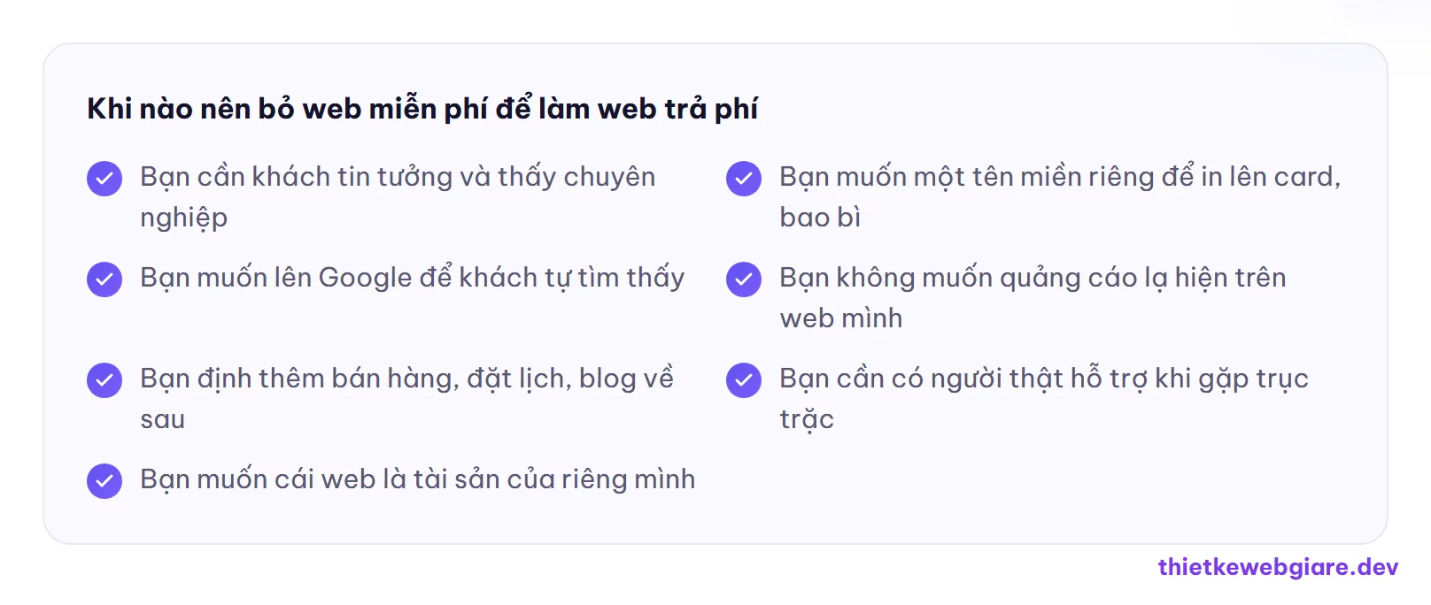 Khi nào nên bỏ web miễn phí để làm web trả phí — web giá rẻ khác web miễn phí thế nào