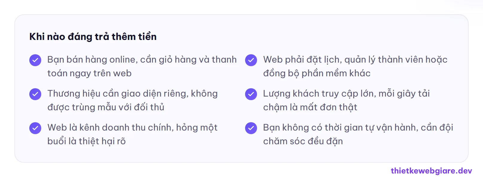 Khi nào đáng trả thêm tiền — web giá rẻ và web đắt tiền khác nhau ở đâu