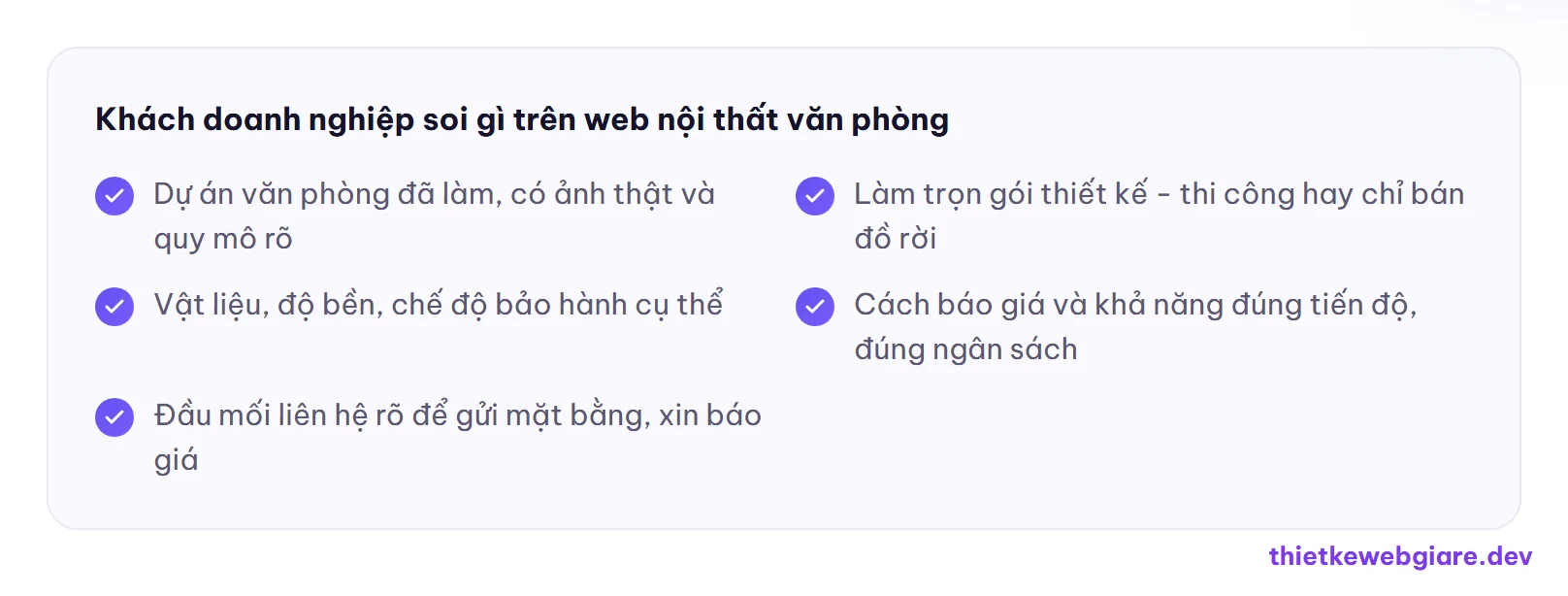 Khách doanh nghiệp soi gì trên web nội thất văn phòng — thiết kế web nội thất văn phòng