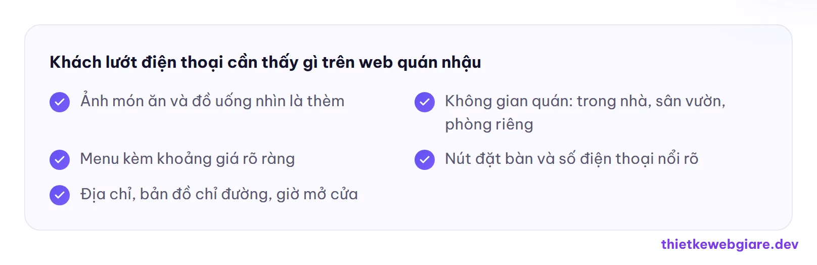 Khách lướt điện thoại cần thấy gì trên web quán nhậu — thiết kế web quán nhậu