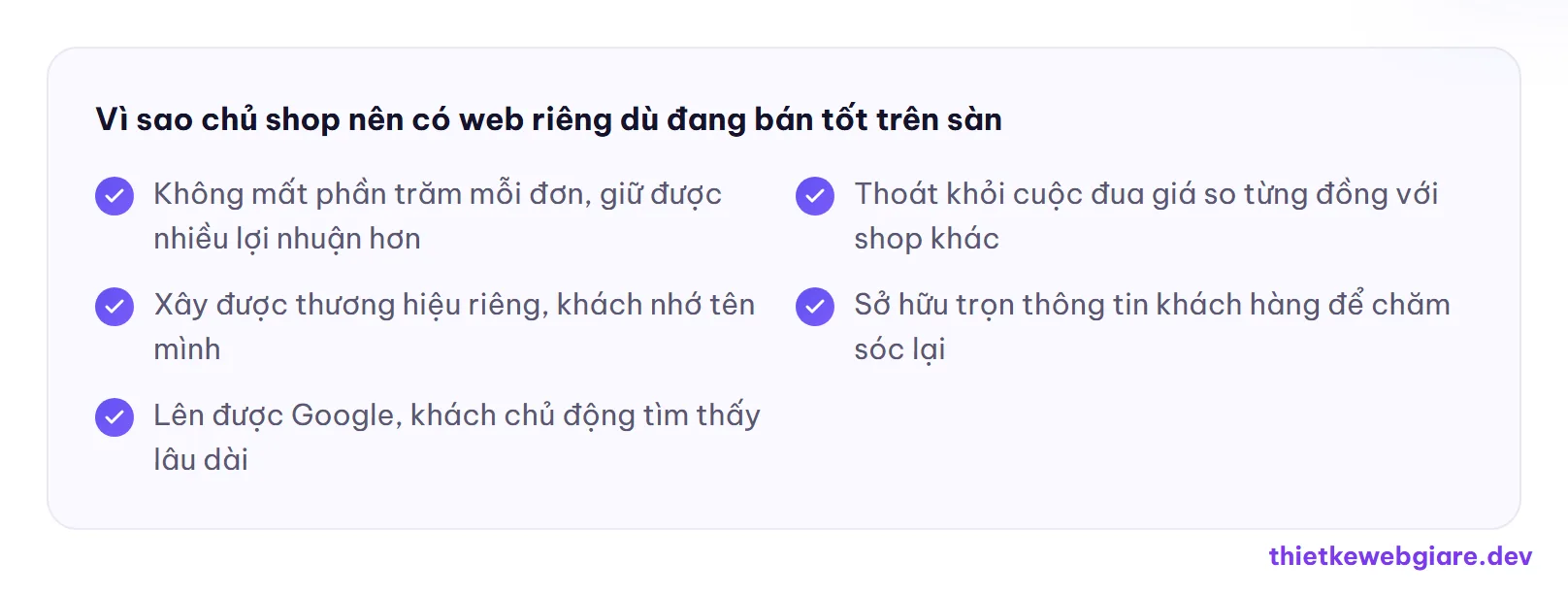 Vì sao chủ shop nên có web riêng dù đang bán tốt trên sàn — bán trên web riêng hay sàn thương mại điện tử