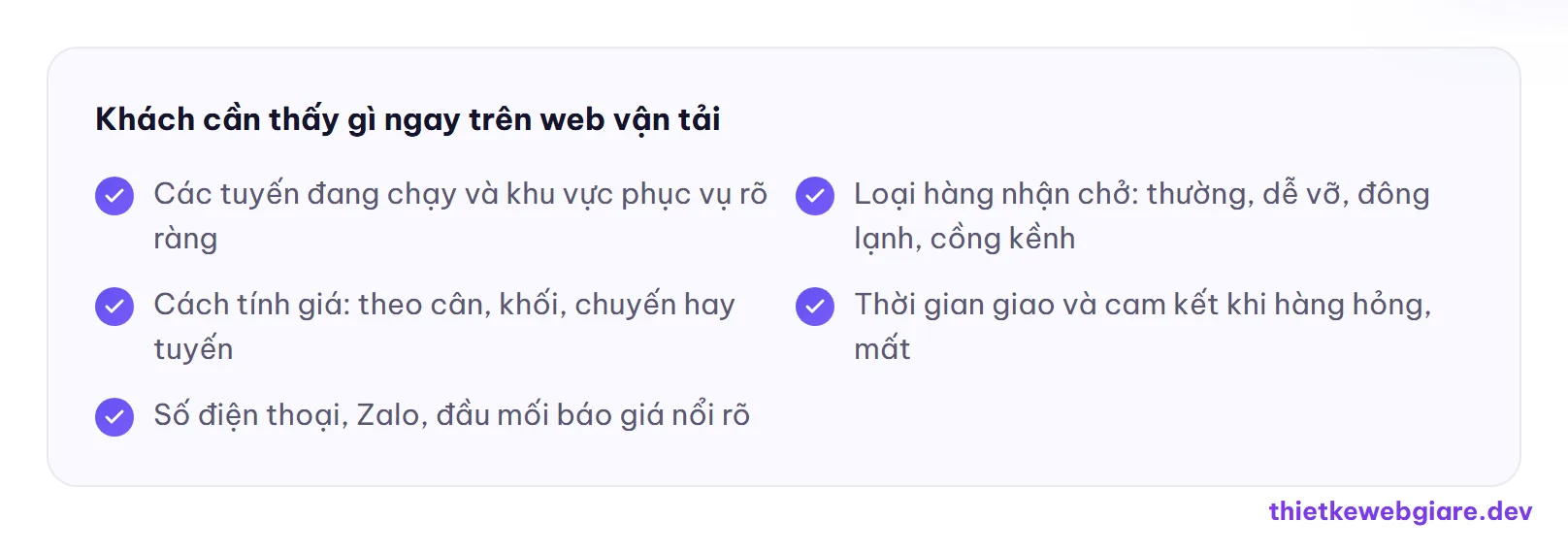 Khách cần thấy gì ngay trên web vận tải — thiết kế web vận tải
